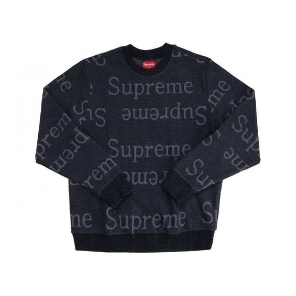 Supreme Jacquard Logo Crewneck Black 